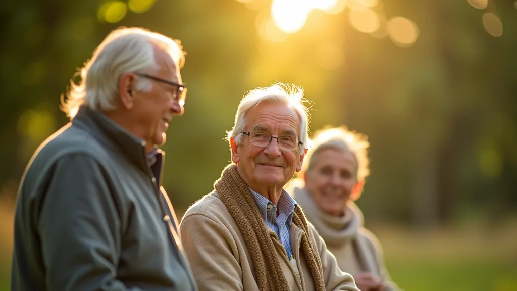 Senioru grupa sēž uz soļiem pie Pērses ūdenskrituma, smaidot un atpūšoties pēc pārgājiena